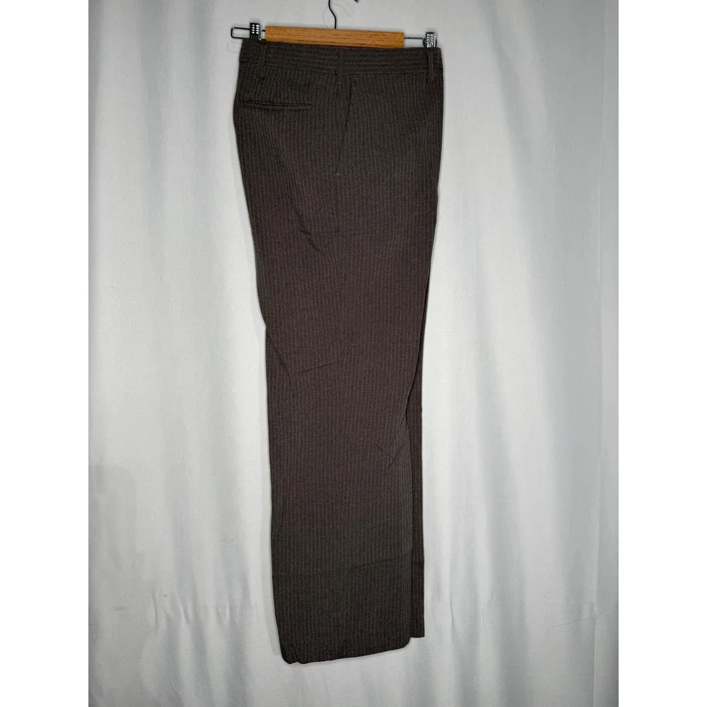 Haggar Magic Stretch Mens‎ 38x31 Brown Blue Pinstripe Dress Pants Made in USA